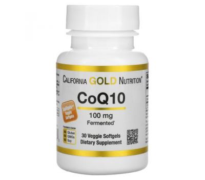California Gold Nutrition, коензим Q10, 100 мг, 30 рослинних капсул