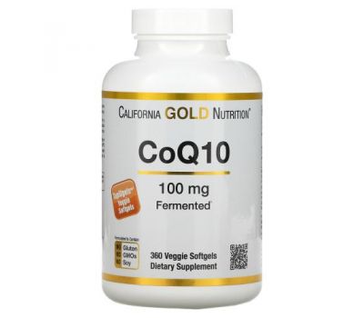 California Gold Nutrition, коензим Q10, 100 мг, 360 рослинних капсул