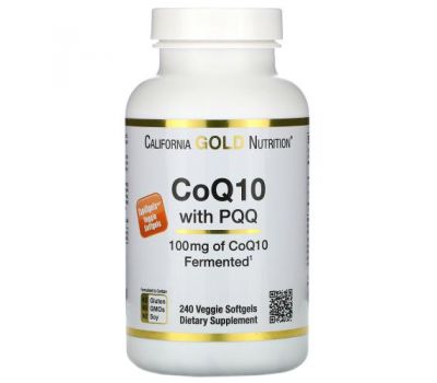 California Gold Nutrition, коензим Q10, 100 мг, піролохінолінхінон, 10 мг, 240 вегетаріанських капсул