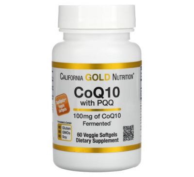 California Gold Nutrition, коензим Q10 з піролохінолінхіноном, 100 мг, 60 вегетаріанських капсул