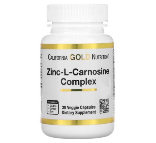 California Gold Nutrition, комплекс цинк-L-карнозину, 30 вегетаріанських капсул