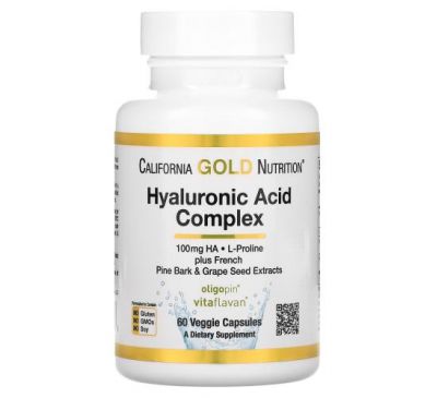 California Gold Nutrition, комплекс із гіалуроновою кислотою, 60 рослинних капсул