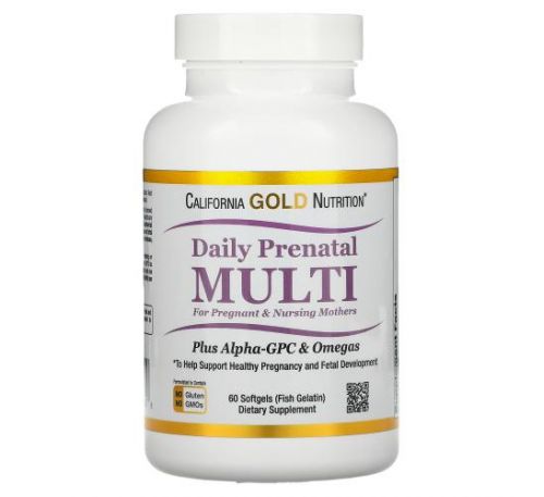 California Gold Nutrition, комплекс мультивітамінів для щоденного прийому в період вагітності й грудного вигодовування, 60 капсул з риб’ячого желатину