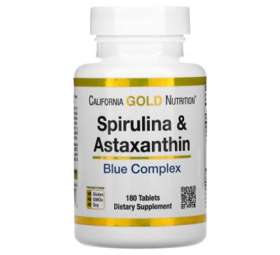California Gold Nutrition, комплекс зі спіруліною та астаксантином, 180 таблеток