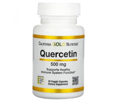 California Gold Nutrition, кверцетин, 500 мг, 30 рослинних капсул