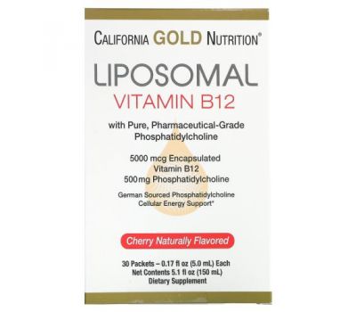 California Gold Nutrition, ліпосомальний вітамін B12, 30 пакетиків по 5 мл (0,17 унції)