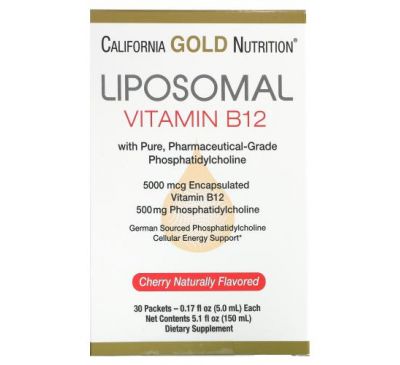 California Gold Nutrition, ліпосомальний вітамін B12, 30 пакетиків по 5 мл (0,17 унції)