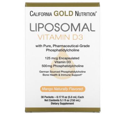 California Gold Nutrition, ліпосомальний вітамін D3, 30 пакетиків (5 мл)