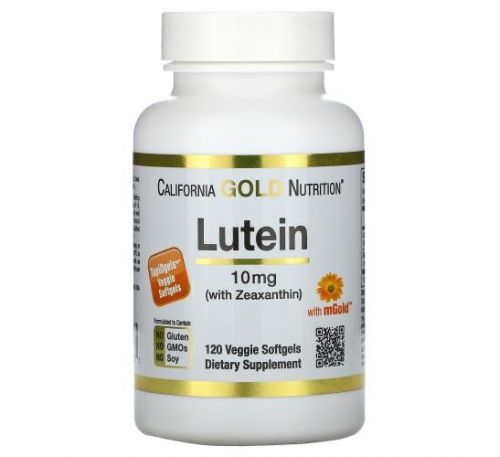 California Gold Nutrition, лютеїн і зеаксантин, 10 мг, 120 вегетаріанських капсул