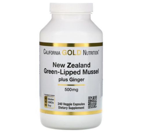 California Gold Nutrition, новозеландські зелені мідії з імбиром, засіб для здоров’я суглобів, 500 мг, 240 вегетаріанських капсул