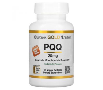 California Gold Nutrition, піролохінолінхінон, 20 мг, 90 вегетаріанських капсул