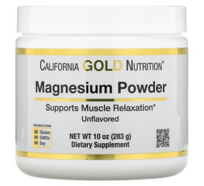 California Gold Nutrition, порошок для приготування напою з магнієм, без ароматизаторів, 283 г (10 унції)