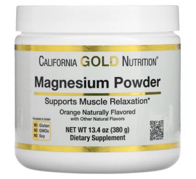 California Gold Nutrition, порошок для приготування напою з магнієм, зі смаком апельсина, 380 г (13,4 унції)