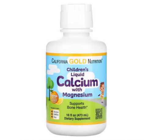 California Gold Nutrition, рідкий кальцій із магнієм для дітей, апельсин, 473 мл (16 рідк. унцій)