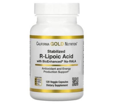 California Gold Nutrition, стабілізована R-ліпоєва кислота, 120 вегетаріанських капсул