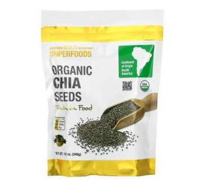 California Gold Nutrition, суперфуди, органічне насіння чіа, 340 г (12 унцій)