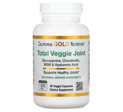 California Gold Nutrition, вегетаріанська добавка для здоров’я суглобів, глюкозамін, хондроїтин, МСМ і гіалуронова кислота для вегетаріанців, 90 вегетаріанських капсул