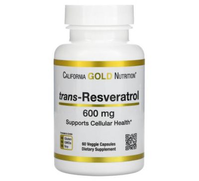 California Gold Nutrition, транс-ресвератрол, 600 мг, 60 вегетарианских капсул