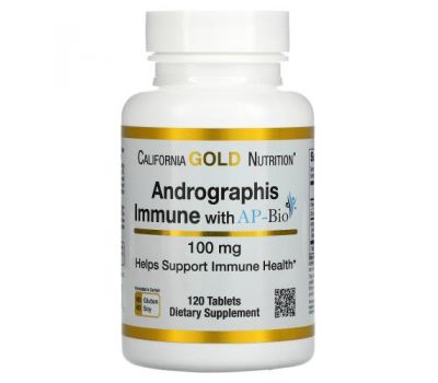 California Gold Nutrition, засіб для імунітету з андрографісом AP-BIO, 100 мг, 120 таблеток