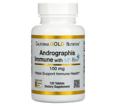 California Gold Nutrition, засіб для імунітету з андрографісом AP-BIO, 100 мг, 120 таблеток