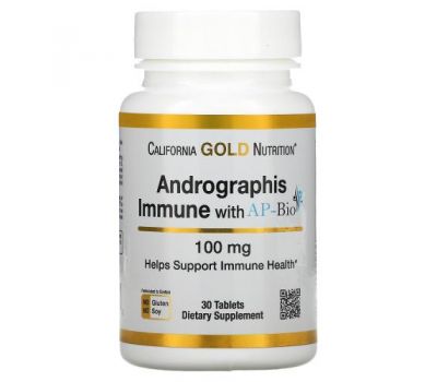 California Gold Nutrition, засіб для імунітету з андрографісом AP-BIO, 100 мг, 30 таблеток