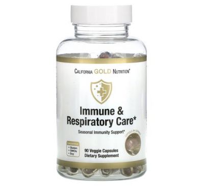 California Gold Nutrition, засіб для зміцнення імунітету й дихальної системи, 90 рослинних капсул