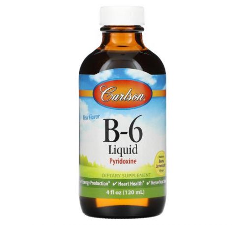 Carlson Labs, B-6 Liquid, Natural Berry Lemonade, 4 fl oz (120 ml)