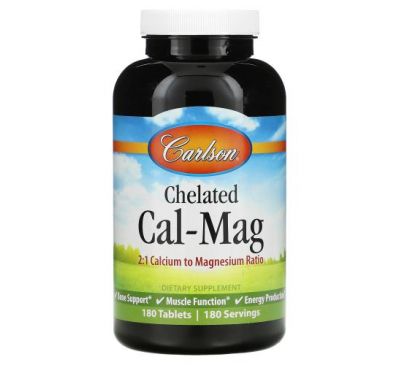 Carlson Labs, Chelated Cal-Mag, 180 Tablets