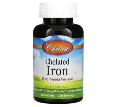 Carlson Labs, Chelated Iron, 27 mg, 250 Tablets