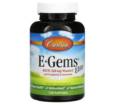 Carlson Labs, E-Gems Elite, Vitamin E, 268 mg (400 IU), 120 Soft Gels