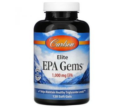 Carlson Labs, Elite EPA Gems, 1,000 mg, 120 Soft Gels