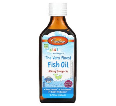 Carlson Labs, Kids, The Very Finest Fish Oil, Natural Mixed Berry , 800 mg, 6.7 fl oz (200 ml)