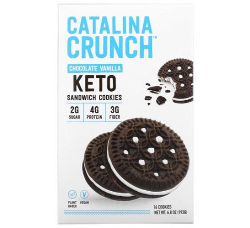 Catalina Crunch, Keto Sandwich Cookies, Chocolate Vanilla,  16 Cookies, 6.8 oz (193 g)