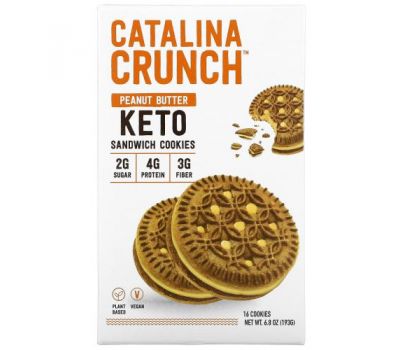 Catalina Crunch, Keto Sandwich Cookies, Peanut Butter, 16 Cookies, 6.8 oz (193 g)