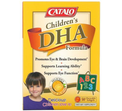 Catalo Naturals, Children's DHA Formula, Orange Flavor, 50 Chewable Softgels