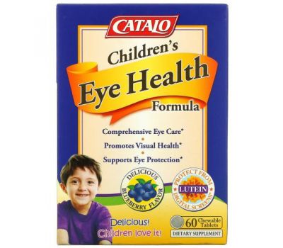 Catalo Naturals, Children's Eye Health Formula, Blueberry, 60 Chewable Tablets