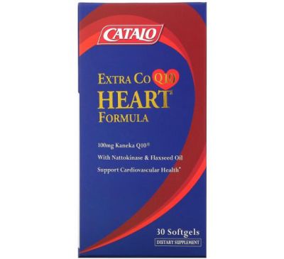 Catalo Naturals, Extra CoQ10 Heart Formula with Nattokinase & Flaxseed Oil, 30 Softgels