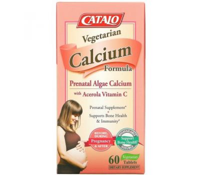 Catalo Naturals, вегетарианская формула с кальцием, кальций из пренатальных водорослей, 60 вегетарианских таблеток