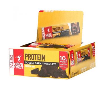Caveman Foods, Protein Bar, Double Dark Chocolate, 12 Bars, 1.52 oz (43 g) Each