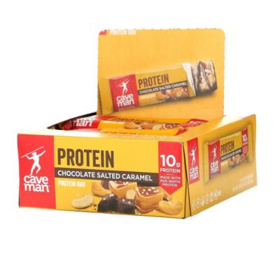 Caveman Foods, Protein Bars, Chocolate Salted Caramel, 12 Bars, 1.52 oz (43 g) Each