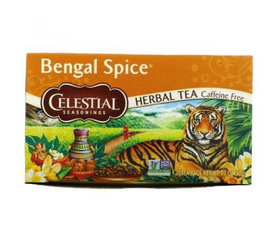 Celestial Seasonings, Травяной чай Bengal Spice, без кофеина, 20 чайных пакетиков, 47 г (1,7 унции)