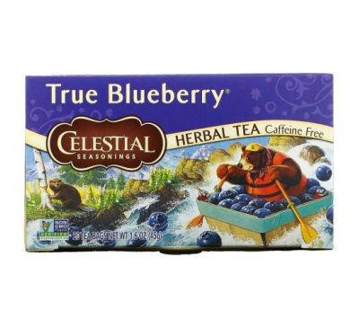 Celestial Seasonings, Травяной чай, без кофеина, Черника, 20 пакетиков, 1,6 унции (45 г)