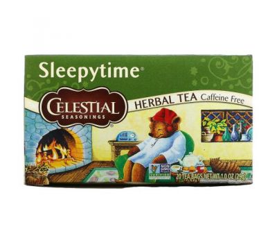 Celestial Seasonings, Sleepytime, травяной чай, без кофеина, 20 чайных пакетиков, 29 г (1,0 унции)