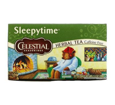 Celestial Seasonings, Sleepytime, заспокійливий трав’яний чай, без кофеїну, 20 чайних пакетиків, 29 г (1 унція)