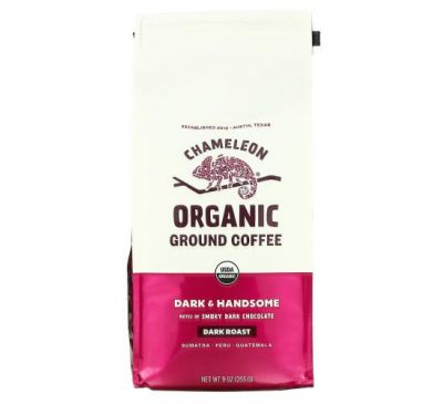 Chameleon Organic Coffee, Органічна мелена кава, темна обсмаження, темна й гарна, 9 унцій (255 г)