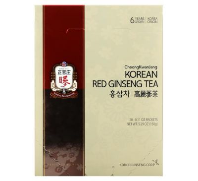 Cheong Kwan Jang, чай из корейского красного женьшеня, 50 пакетиков, 3 г (0,105 унции) каждый