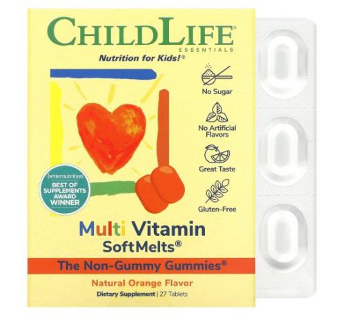 ChildLife, Multi Vitamin SoftMelts, мультивітаміни, зі смаком натурального апельсина, 27 таблеток