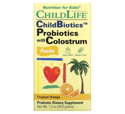 ChildLife, пробіотики з порошком молозива, тропічний апельсин, 34,5 г (1,2 унції)