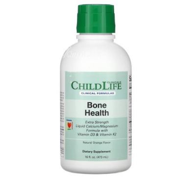 Childlife Clinicals, Bone Health, Liquid Calcium/Magnesium Formula with Vitamin D3 & Vitamin K2, Natural Orange, 16 fl oz (473 ml)