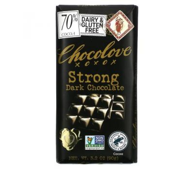 Chocolove, Strong Dark Chocolate, 70% Cocoa, 3.2 oz (90 g)